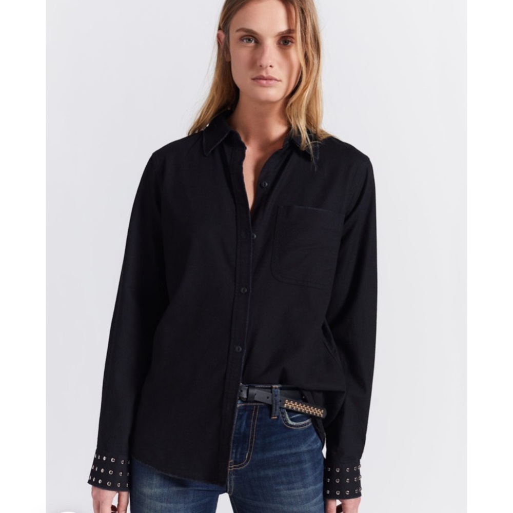 Current/Elliott The Groupie Shirt Black Studded 1